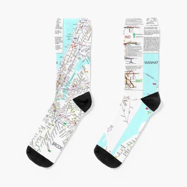 

Nyc Subway Map New York City Subway Tr Crew Socks Breathable Unisex Ladies Cotton Sports Cartoon Girls Winter Comfortable Black