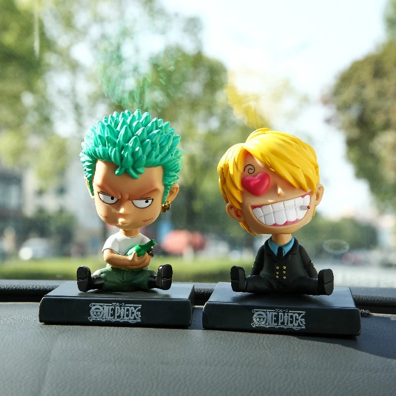 Кавайная Милая 11 см цельная кукла Луффи Вибрирующая голова украшение автомобиля