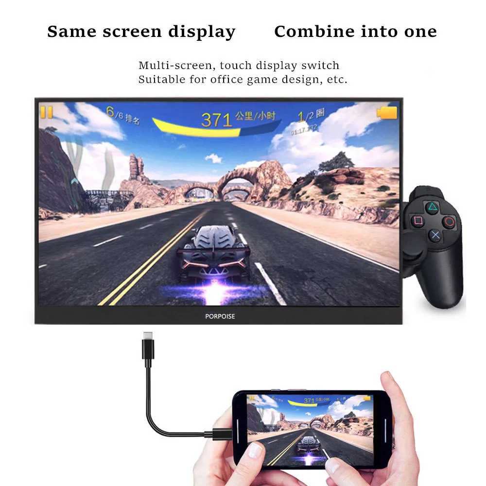 15," портативный монитор HDMI игровой светодиодный ips экран Поддержка Mini HDMI PC ноутбук, Xbox, переключатель PS4 монитор для PC Gamer