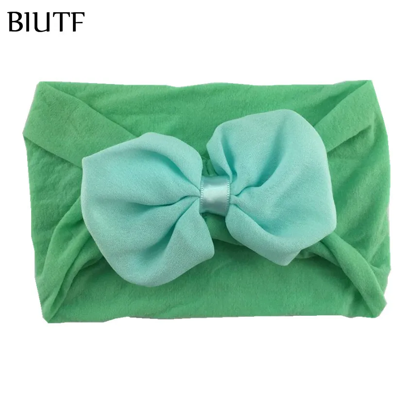 1 шт./лот эластичная мягкая широкая нейлоновая повязка на голову с бантиком для
