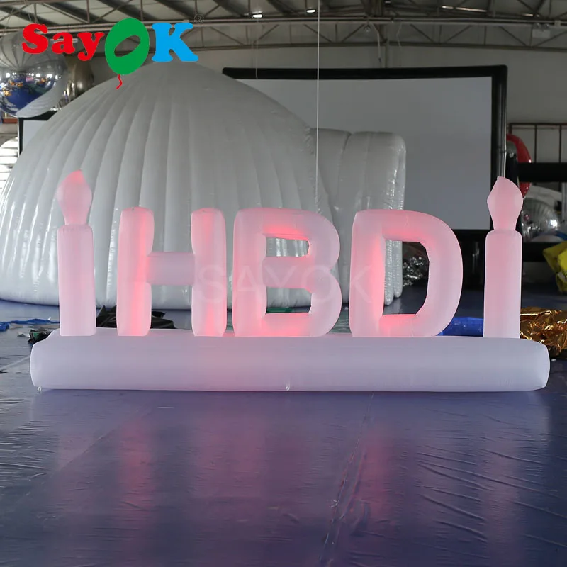 Надувные светящиеся буквы HBD с 2 свечами для украшения дня рождения аренды