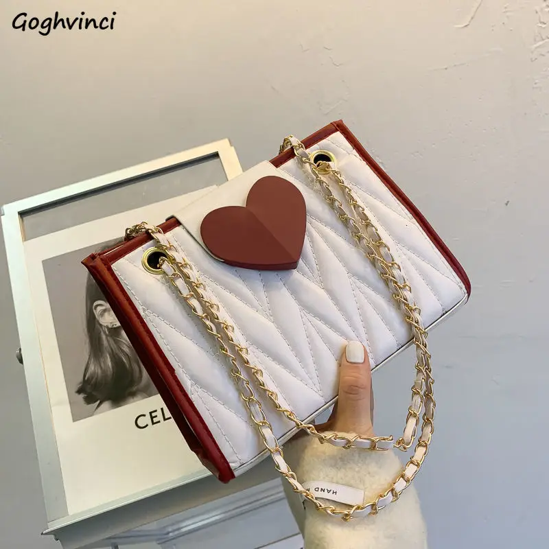 

Top-Handle Bags Women Heart Hasp Chain Elegant Fashion Large Capacity Tote Bag Females Handbags Crossbody PU Fall All-match Chic