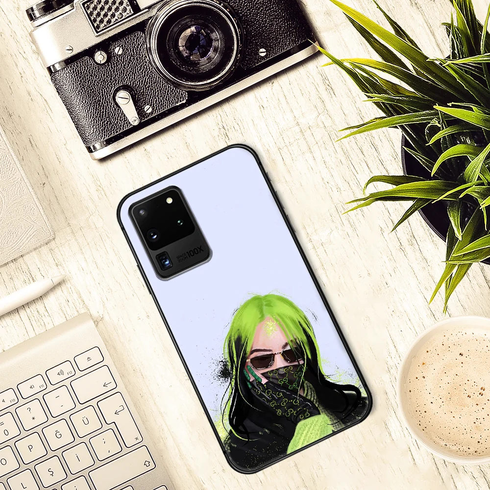 

Art Billys Eilish Phone Case Cover Hull For Samsung Galaxy S 7 8 9 10 e 20 FE edge uitra plus Note 9 10 20 black Cell Trend