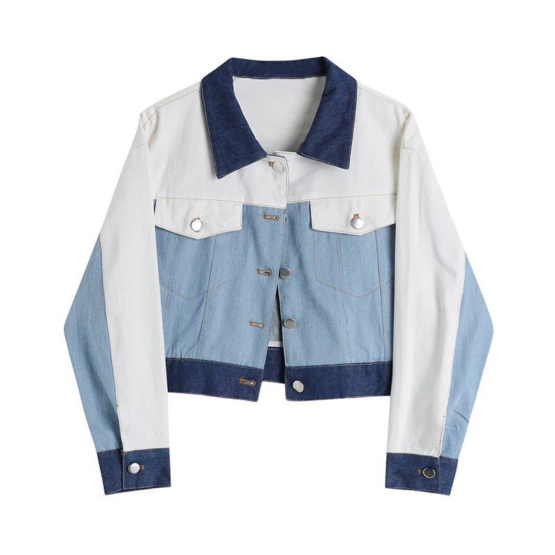 

Джинсовая куртка женская в стиле пэчворк, свободный жакет из денима в стиле Харадзюку, Повседневная Верхняя одежда с рукавами, весна-осень