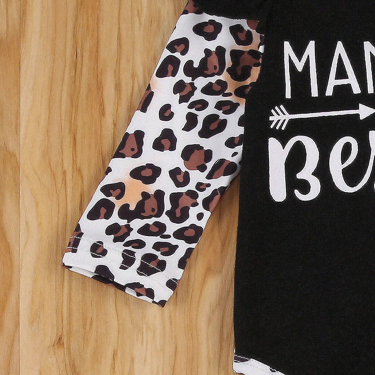 

Girls 3Pcs Outfits Infant Babies Leopard Bodysuit+Pants+Bow Hairband Letters Print Spring Autumn Clothing Sets