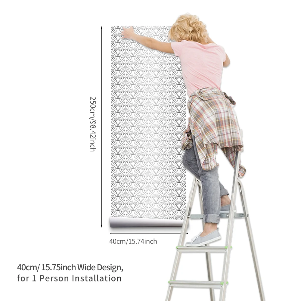 modern trellis wallpaper peel and stick silver fan contact paper removable self adhesive kitchen cabinet drawer vinyl film free global shipping