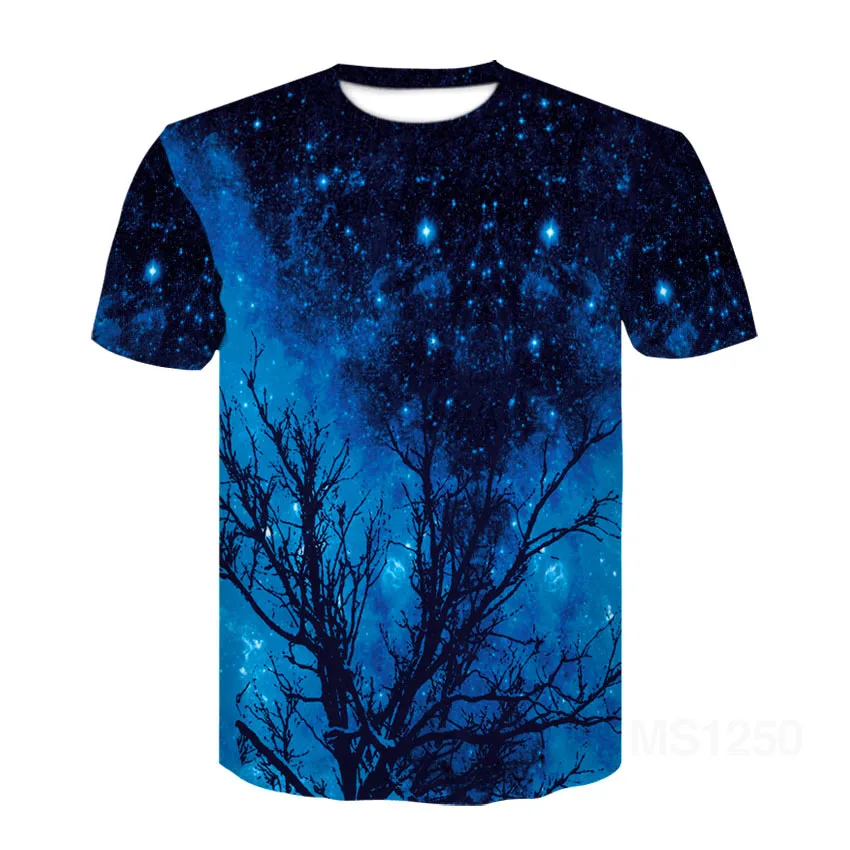 Футболка Мужская/женская с 3D принтом ночного неба Повседневная летняя
