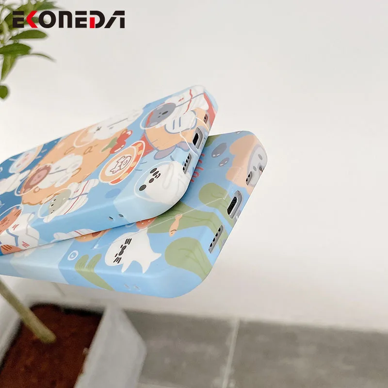 

EKONEDA Invisible Phone Holder Case For iPhone 11 12 Pro XS Max XR X 7 8 Plus Case Cartoon Animal Zoo Protective TPU Cover