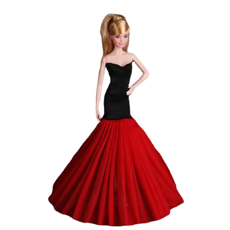 

11.5" Red Black Fishtail Wedding Dress for Barbie Doll Clothes for Barbie Outfits Princess Party Gown 1/6 Dolls Accessories Toys