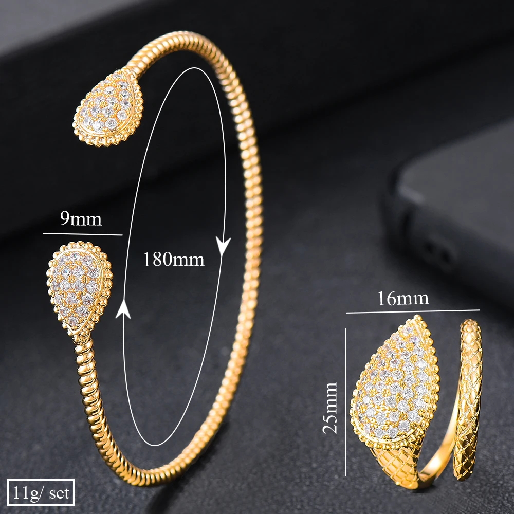 Комплект из браслета и кольца с фианитом