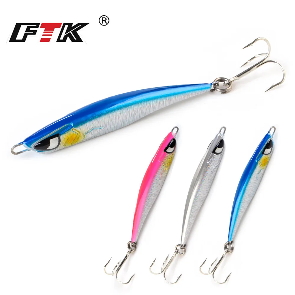 ФТК 1 шт. 40g 60g лазер рыбы Рыбалка приманка Металическая дергающаяся 3D глаза