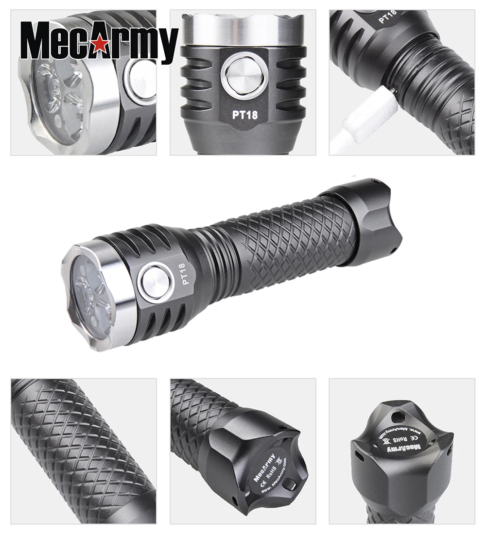 MecArmy PT18 USB Перезаряжаемый Фонарик 1000 люмен EDC 3 * CREE XP-G2 светодиоды компактный