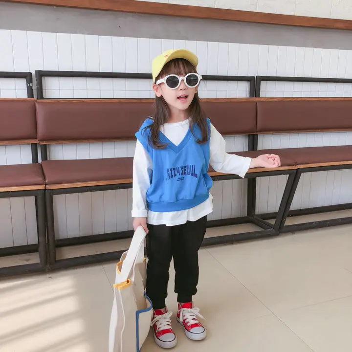 WLG/футболка для девочек с буквенным принтом два толстовки капюшоном Осенние Топы