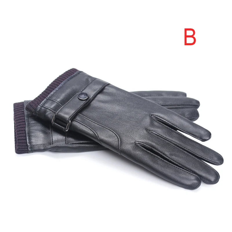 

Перчатки из искусственной кожи с сенсорным экраном, ветрозащитные перчатки для вождения, черные теплые зимние перчатки SER88