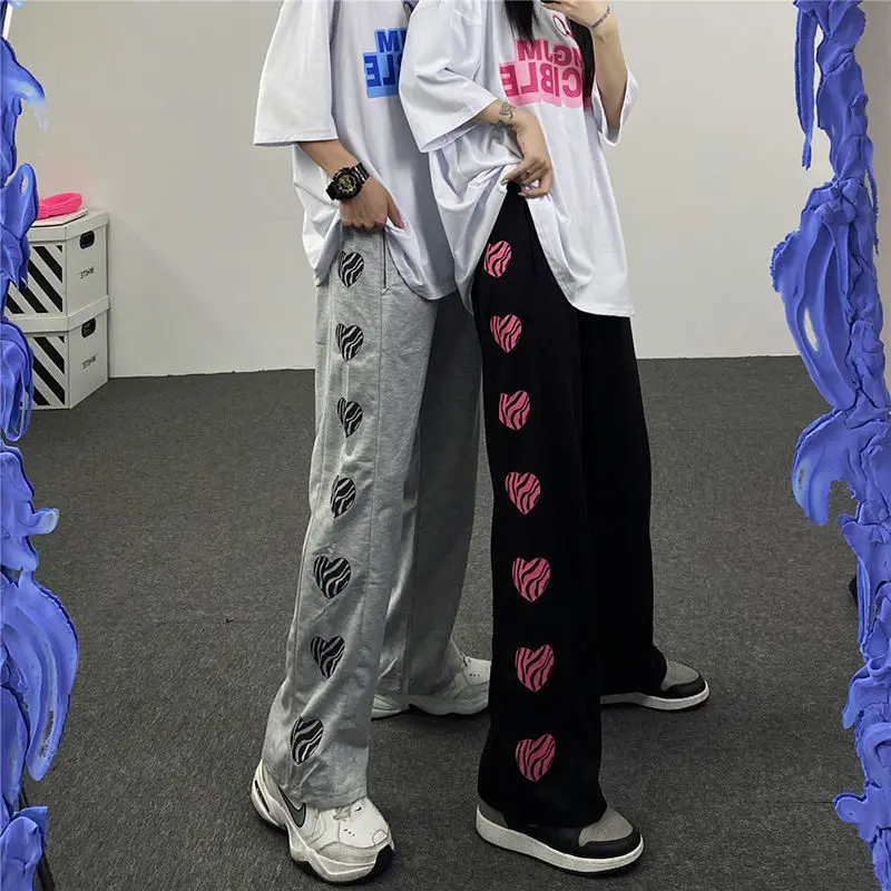 

Серые спортивные штаны с принтом для бега Harajuku E-girl мешковатые спортивные штаны женские корейские большие черные джоггеры Широкие штаны ...