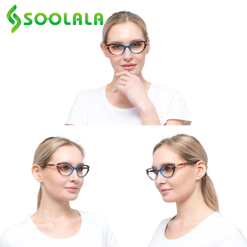 

SOOLALA Gradient Floral Cat Eye Reading Glasses Women Eyeglasses Magnifier Presbyopic Reader Reading Glasses