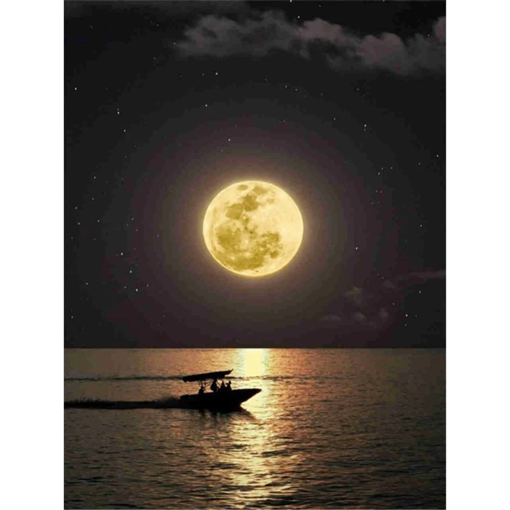 

Пейзаж Луна "сделай сам" 11CT Вышивка крестом Наборы Рукоделие Ремесло Набор хлопковой нитью с напечатаным холстом дома дропшиппинг