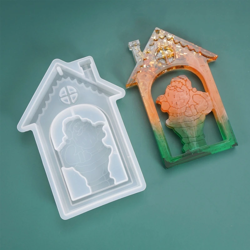 

6Pcs Christmas Theme Silicone Resin Casting Mold Kit Epoxy Resin Pendant Mold with Hanging Hole, Including Snowflake