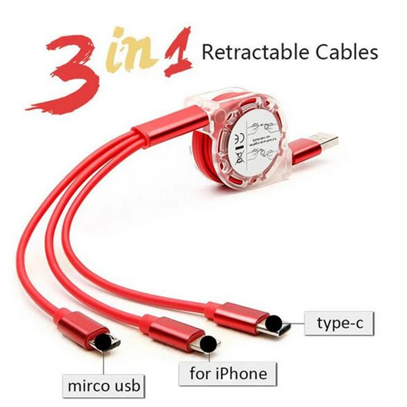 Usb-кабель для iPhone XR 8 7 6 зарядное устройство 3 в 1 Micro USB кабель Android type c type-c кабели