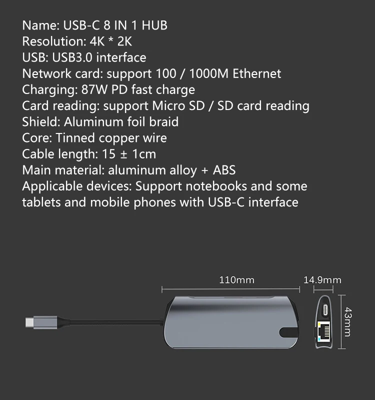Кабель USB C концентратор типа для мульти 3 0 HDMI адаптер MacBook Samsung Galaxy S20 конвертер