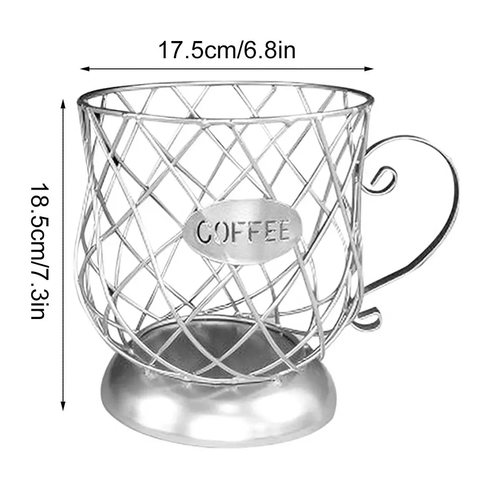 

Universal Coffee Capsule Storage Coffee Basket Mug Shape Coffee Capsule Container Organizer For Home Hotel Counter Bar Silver