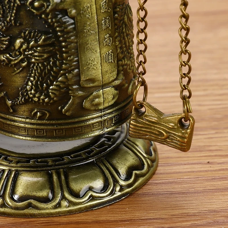 

Buddhism Temple Brass Copper Dragon Bell Clock Carved Statue Lotus Buddha Buddhism Arts Statue Clock Home Decorative Crafts