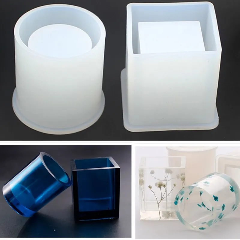 

1 Round Crystal Silicone Mold, DIY Epoxy Resin Pen Holder Mold, Square Pen Holder Mold for Crafting Accessories