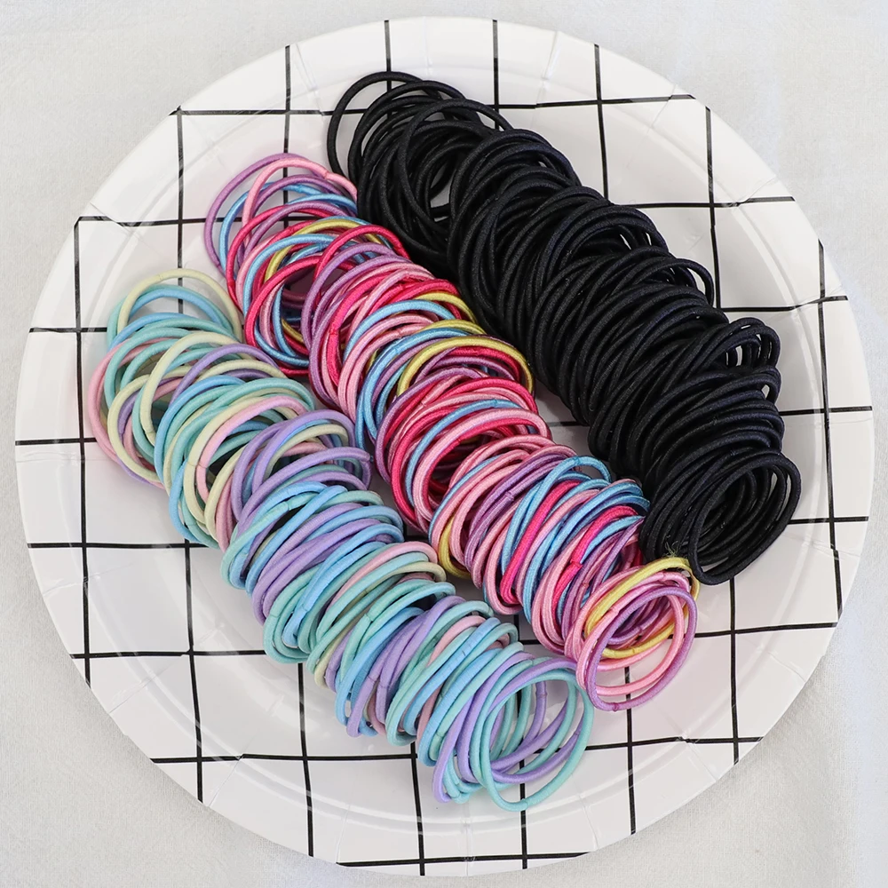 100pcs/lot Small Girls Elastic Hair Rubber Bands Scrunchies Headband Ponytail Holder Gum Kid's Fashion Korean Hair Accessories