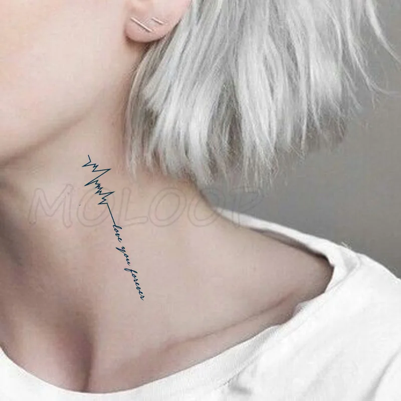 Waterproof Temporary Tattoo Stickers Neck Sexy ECG Letter Small Size Tatto Flash Tatoo Fake Tattoos for Man Girl Women | Красота и