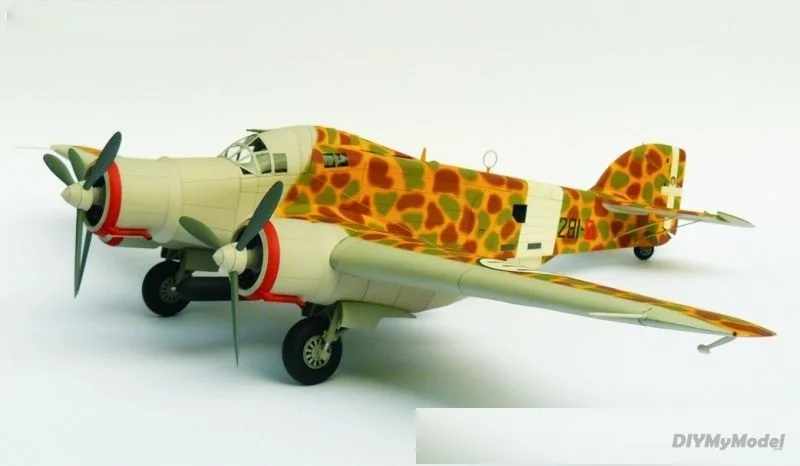 DIYMyModeI-rompecabezas italiano de sparrow hawk, modelo de papel de bombardero mediano, bricolaje, artesanal, hecho a mano juguete, accesorios de pel&iacute;cula, sm.79-4