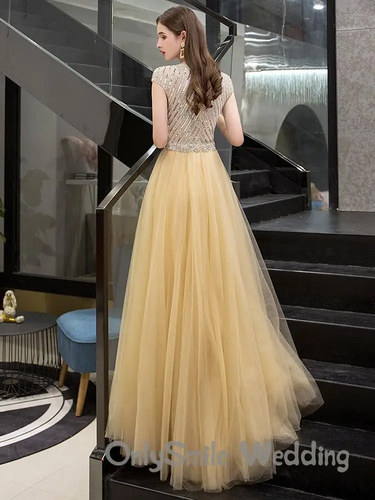 Dubai O-Neck Sleeveless Beading Evening Dresses 2019 Latest Design Nude Sexy Mermaid Formal Women Wear Evening Gowns
