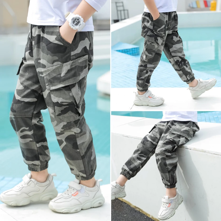 Штаны для мальчиков камуфляжные брюки повседневные брюки-карго детей осенняя