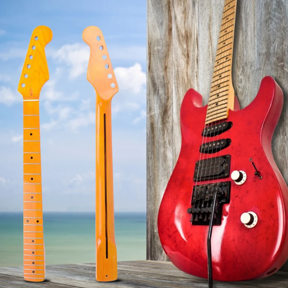 

Hot sale 22 Fret Yellow Gloss Maple Guitar Neck Maple Fingerboard with Dot for ST FD Electric Guitar Replacement