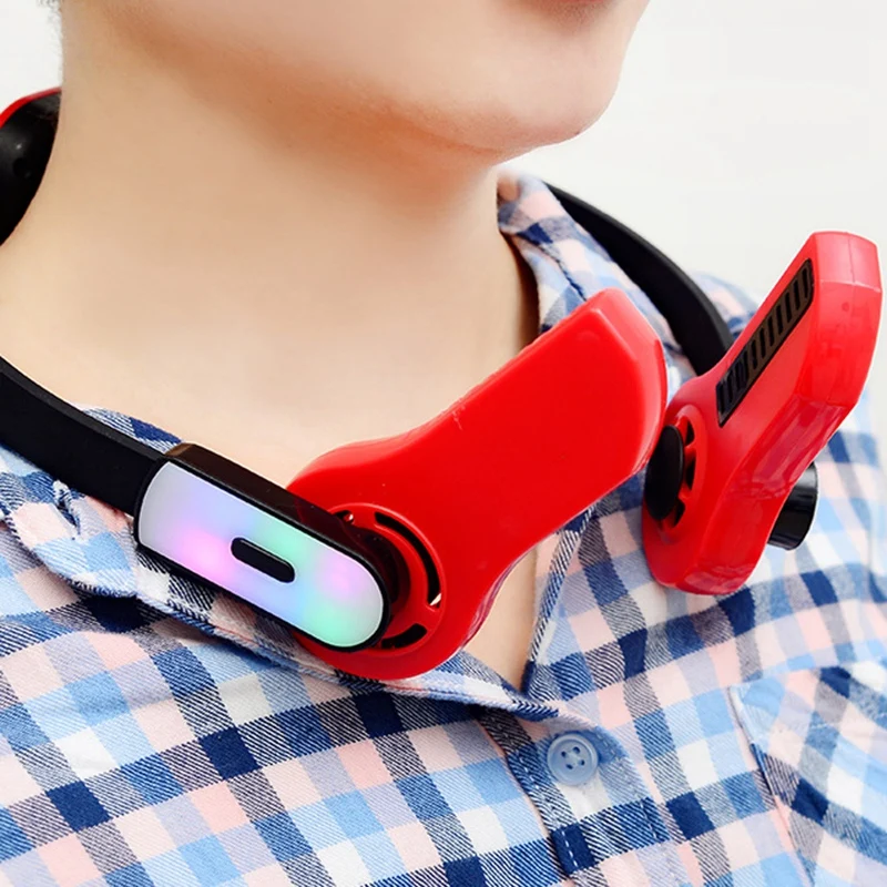 

Bladeless Wearable Neck Fan 360 Degree Cooling Hands Free Sports Fan USB Mini Personal Fan with Colorful Lights