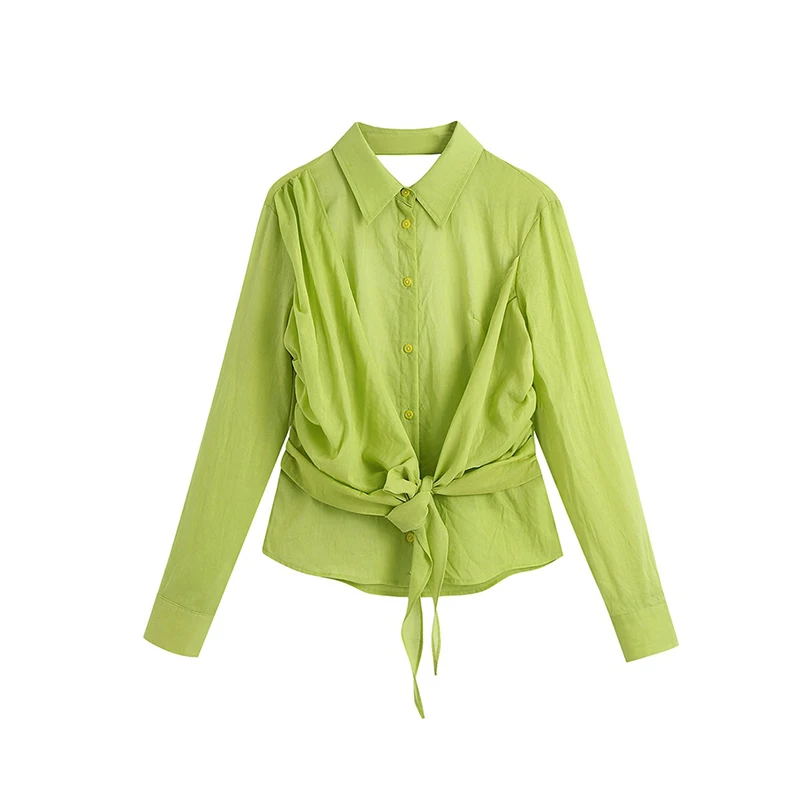 

Casual Women's Shirt Vintage Hollow Out Long-Sleeve Top Female Summer Solid Color Turn-Down Collar All-Match Europe Streetwear