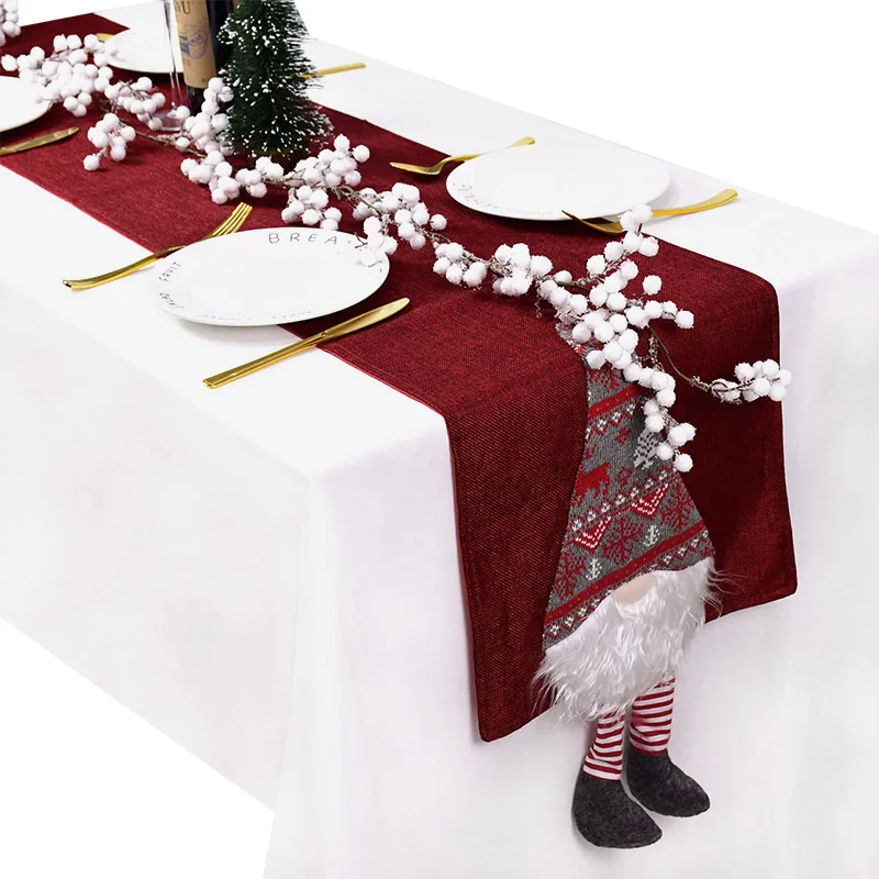 

Christmas Table Runner Xmas Santa Claus Gnome Tablecloth Dining Table Runners Party Holiday New Year Navidad Decoration for Home