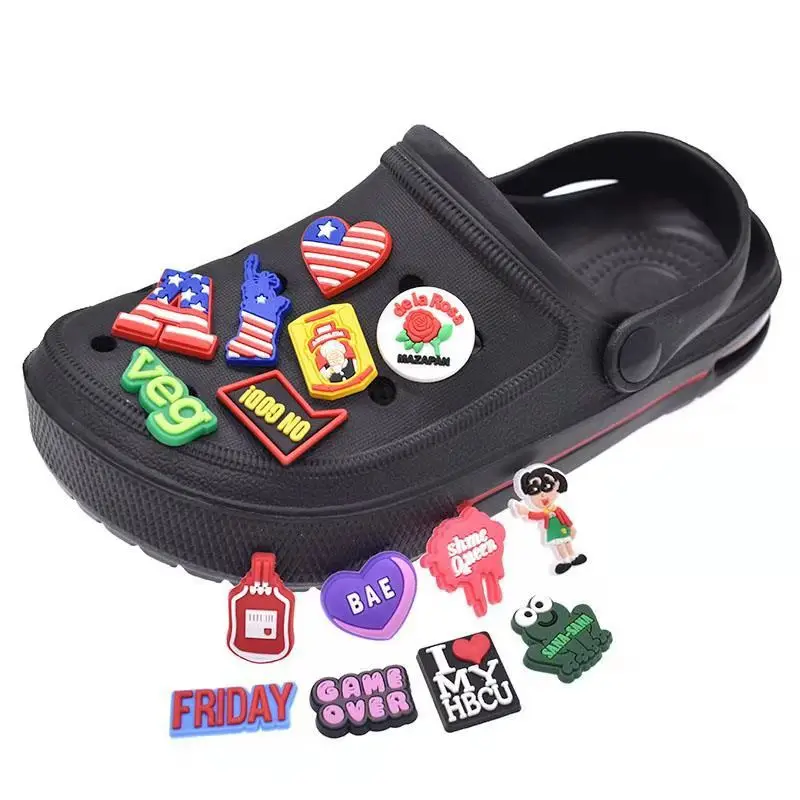 

1pc Croc jibz Cartoon Shoe Charms Buckle Decoration Ornaments PVC Accessorie Wristband For Clogs Garden Sandals Shoe Party Gifts