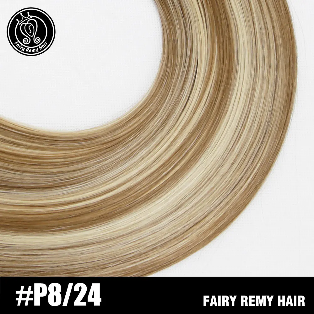 Фея Волосы remy 0,8 г/локон 18 дюймов, Remy настоящие нано кольцо ссылки Пряди человеческих волос для наращивания эффектом деграде(переход от темного к Цвет# T6/16 прямые волосы на микро-бусины заколки для волос 40g - Цвет: P8-24