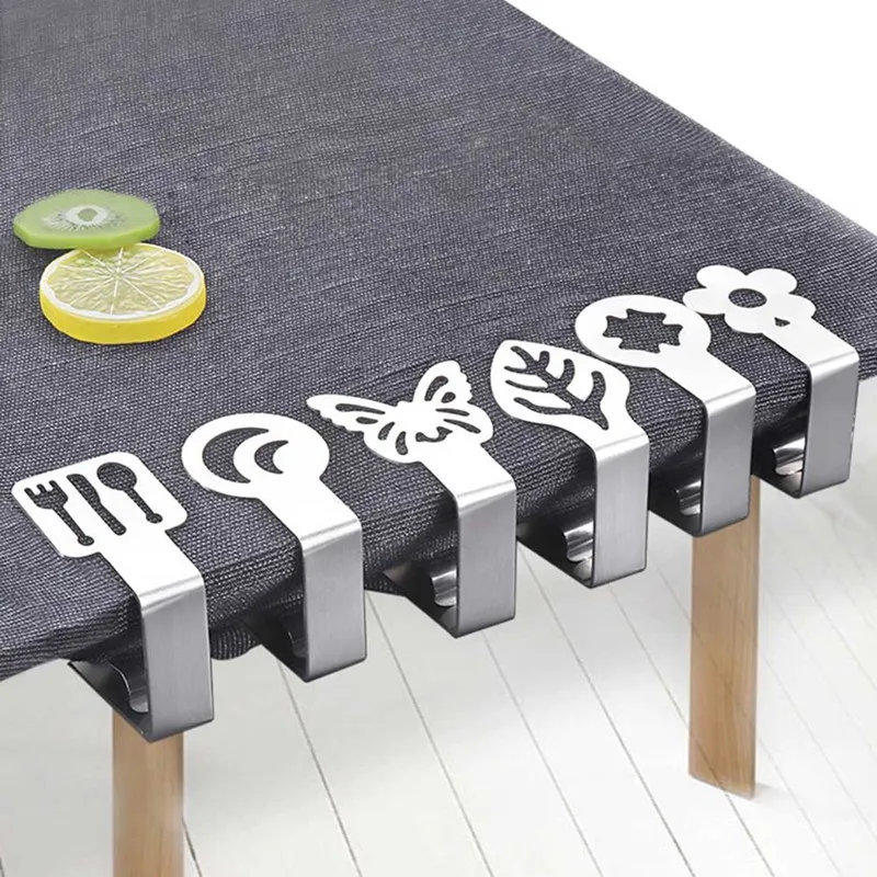 Stainless Steel Table Cloth Clip Promenade Round Tablecloth Stable Clips Leaf Flower four-leaf Clover Pattern Cover Holder | Дом и сад