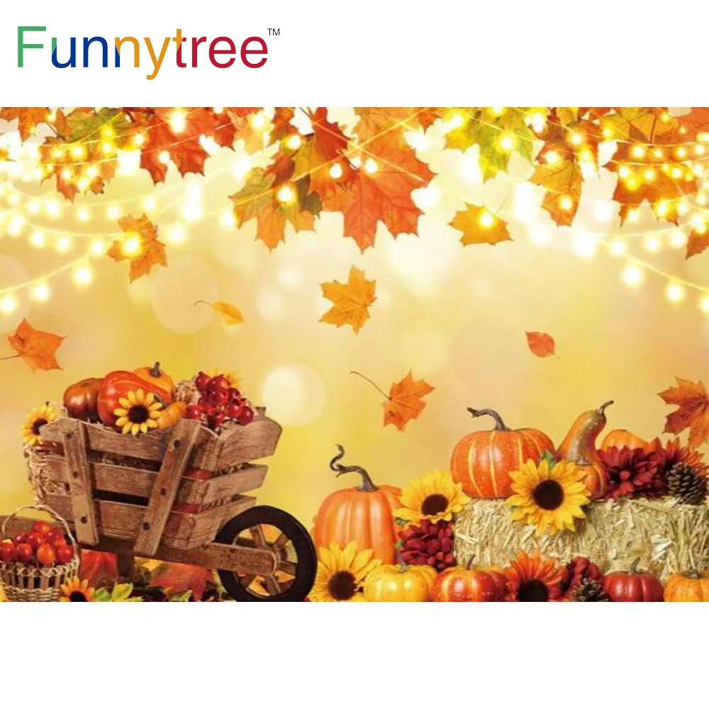 Funnytree осеннее благословение Тыква клен Падающие листья гирлянда баннер