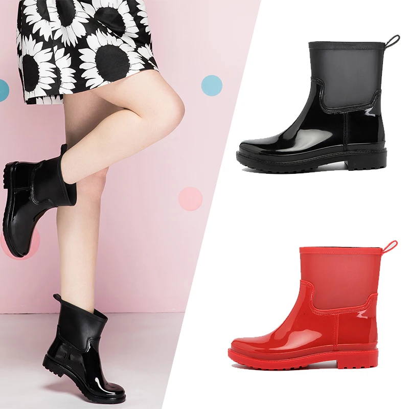 Резиновые сапоги женские ПВХ Ботинки Сапоги на весну Женская обувь Стильные