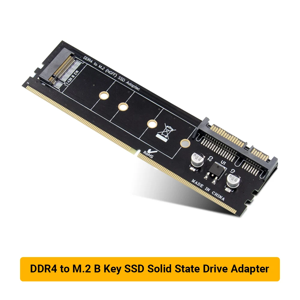

DDR4 to M.2 SSD Adapter Riser Card SATA 15 Pin Power Supply 7 Pin Data Port Memory DDR4 to NGFF SSD Adapter