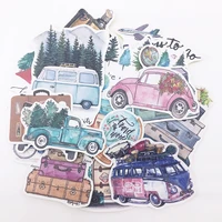 24pcs diy scrapbooking hand painted stickers plant trees car bus slow life album daily happy planner label decoration stickers