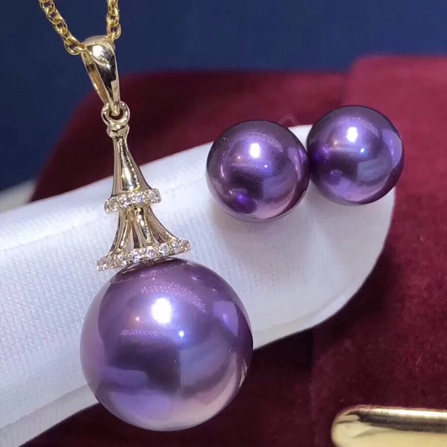 1028 ювелирные украшения 18K желтое золото натуральный пресноводный фиолетовый