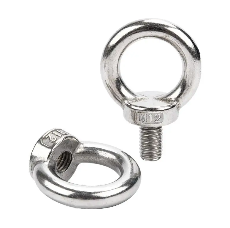 10pcs M8 304 Stainless Steel Eye Bolt Eye Nut Marine Lifting Ring Screw Ring Nut Loop Hole for Cable Rope Lifting