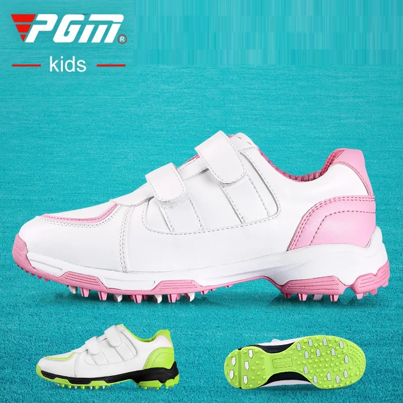 

Детские кроссовки для игры в гольф PGM для девочек и мальчиков с фиксированным ногтем, водонепроницаемые Нескользящие кроссовки, Детская удобная мягкая спортивная обувь