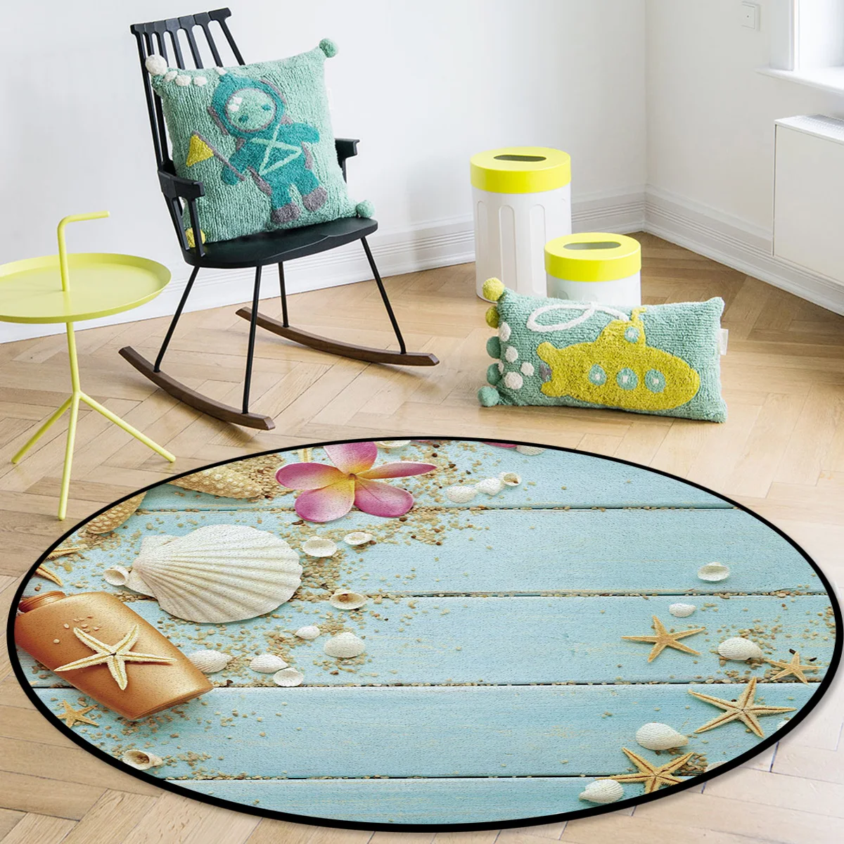 Ракушки морские звезды цветы круглая ковровая Чистка сверхмягкий ковровый
