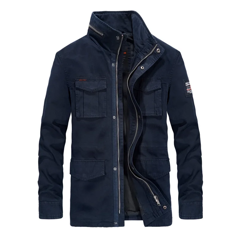 Dark Blue AFS ZDJP Брендовые брюки в стиле милитари Куртки мужские осень зима хлопок мульти-карман Верхняя одежда армия средней длины пальто Мужская куртка Hombre M-4XL - Цвет: Dark Blue