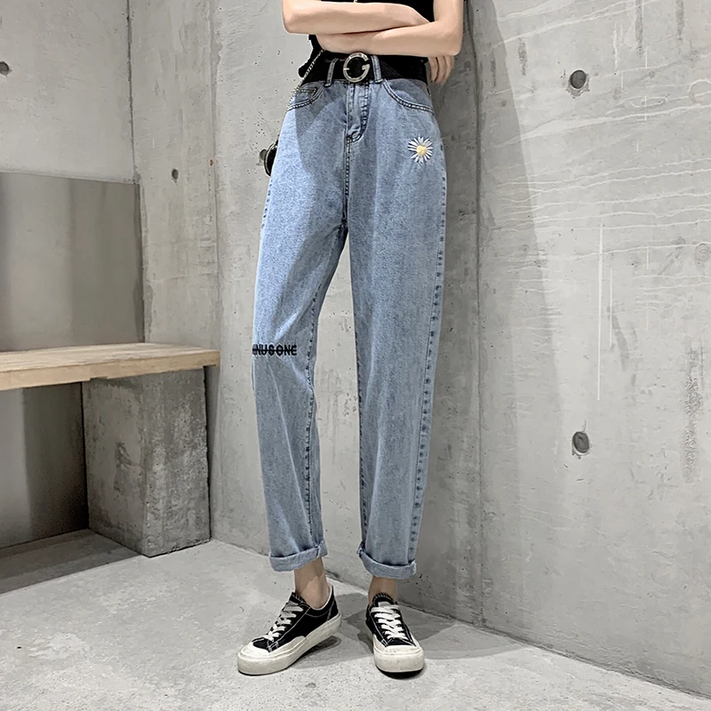 Женские джинсы винтажные синие джинсовые брюки женские с высокой талией женская