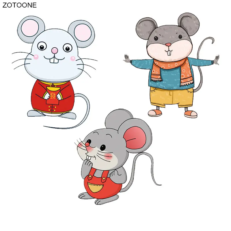 

ZOTOONE Iron on Cute Mouse Patches Animal Patch for Clothes DIY Heat Transfer Printed Stickers Clothing Embroidery Applique H